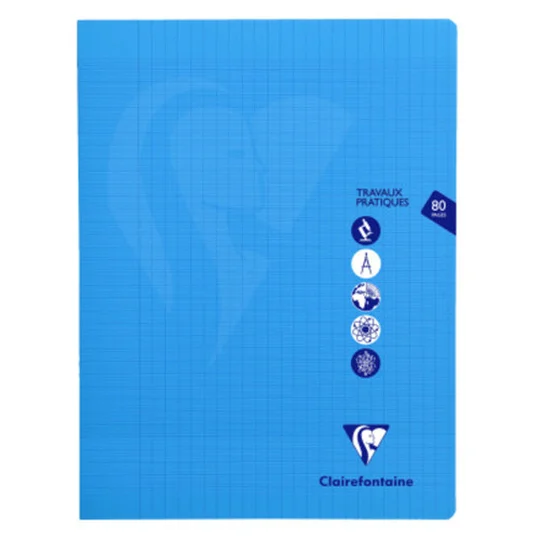 Cahier 24x32cm, grands carreaux 80 p couleur aléatoire