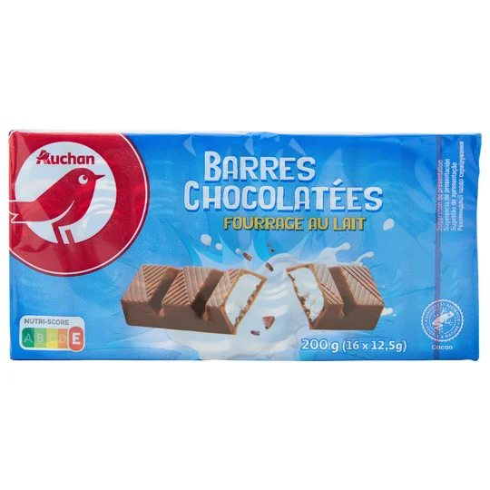 Barres chocolatées fourrage au lait
