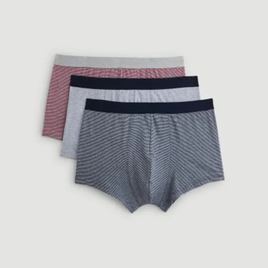Lot de 3 Boxers Multicolore Rayés et Uni XL
