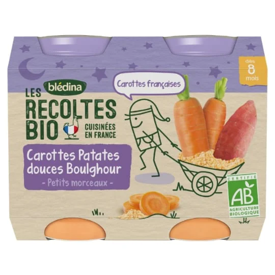 Petit pot bébé soir petits morceaux patates douces boulghour - dès 8 mois