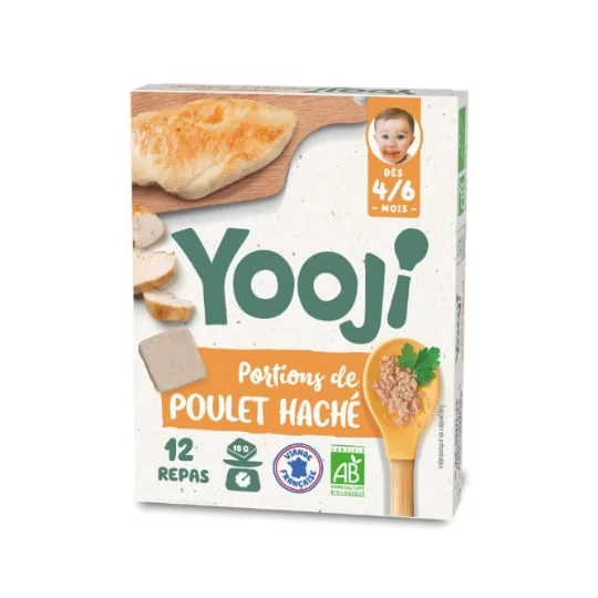 Plat bébé bio dès 6 mois, poulet cuit