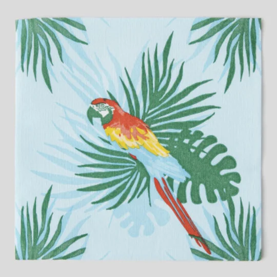 20 Serviettes Perroquet Turquoise, 40X40Cm