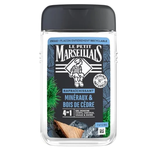 Gel Douche 4 en 1 Rafraîchissant Minéraux & Bois de Cèdre