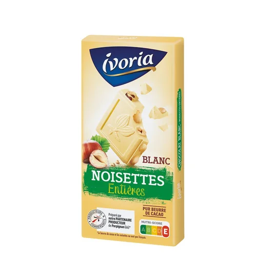 Chocolat blanc noisettes entières
