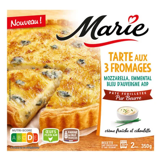 Marie Tarte Aux 3 Fromages Mozarella Emmental Bleu D'Auvergne Aop