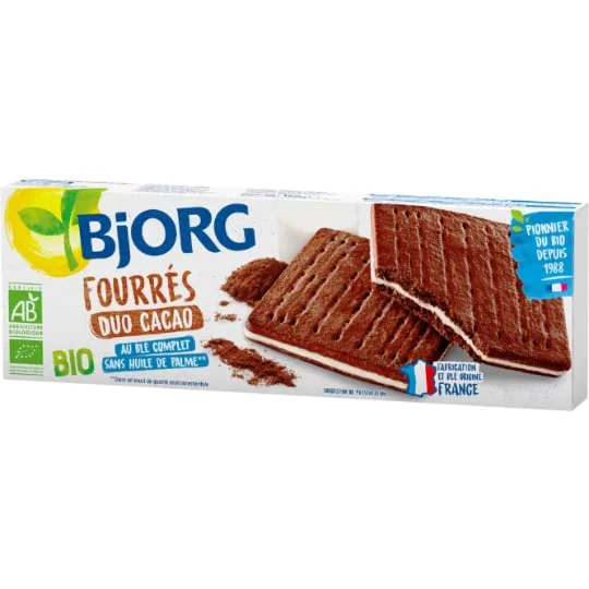 Biscuits fourrés duo cacao bio