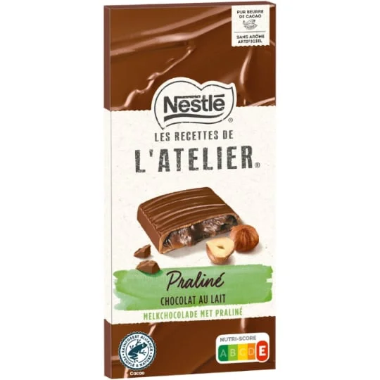 Chocolat au lait ganache praliné