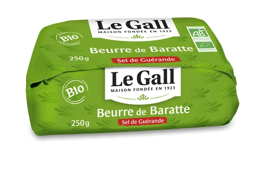 Beurre de baratte moulé au sel de Guérande, BIO