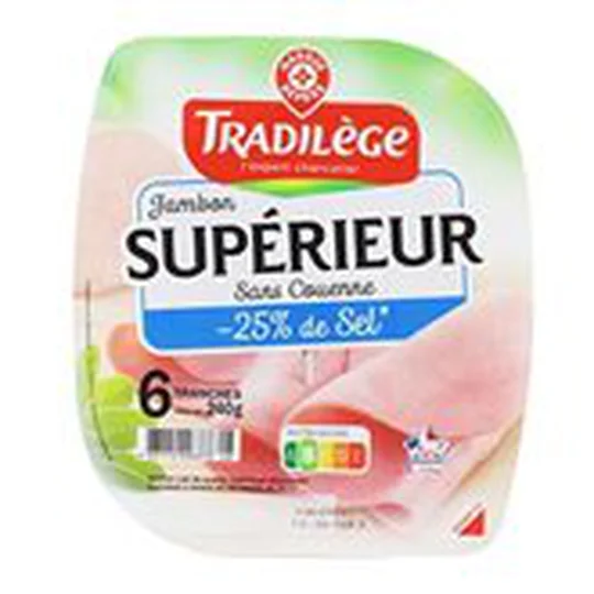 Jambon supérieur -25%de sel - 6 tranches