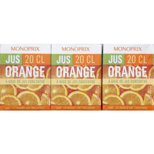 Jus d'orange à base de jus concentré