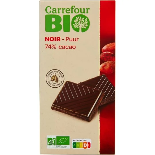 Chocolat bio noir 74% cacao