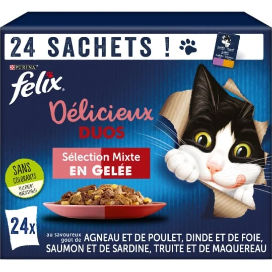 Pâtée pour chat adulte duos en gelée