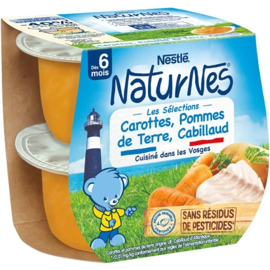 Plat bébé dès 6 mois, carottes pdt cabillaud