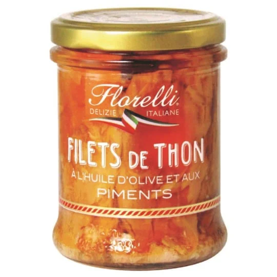 Filets de thon huile d'olive piments