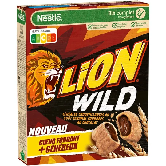 Wild Céréales croustillantes au goût caramel fourrées chocolat