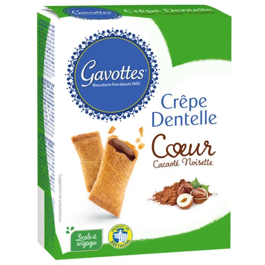Gavottes Crèpe dentelle cœur chocolat