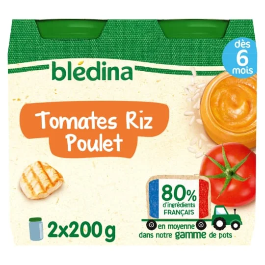 Petit pot bébé dès 6 mois tomates riz poulet