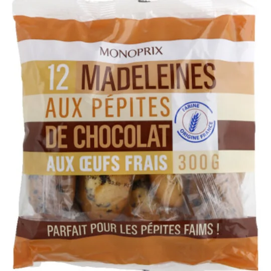 Madeleines aux pépites de chocolat x12