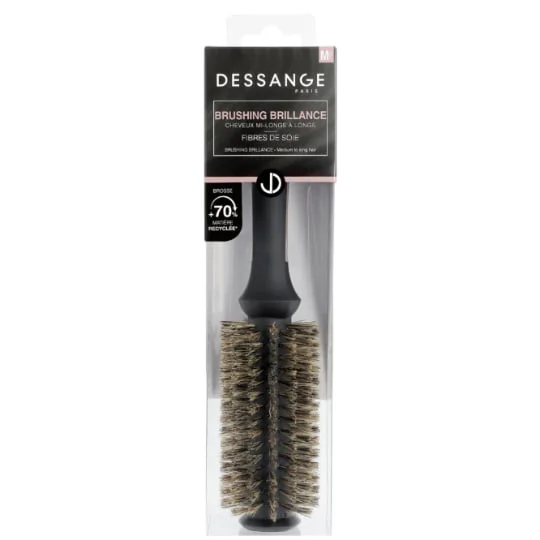 Brosse Capillaire Brushing Brillance Cheveux Mi-Longs à Longs Fibres de Soie