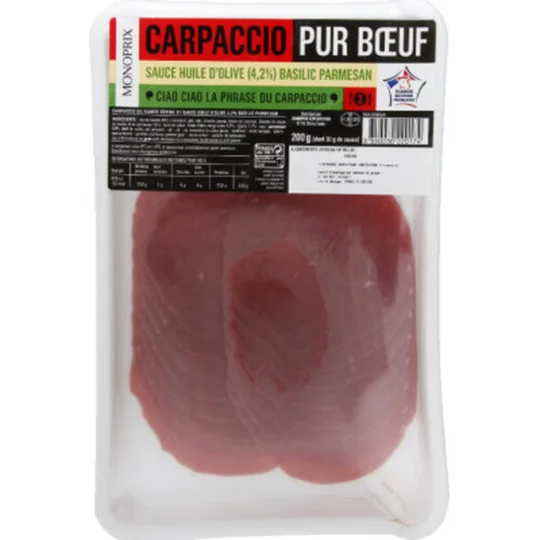 Carpaccio de boeuf avec pesto