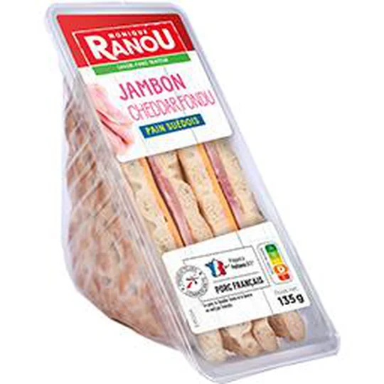 Sandwich jambon cheddar fondu pain suédois