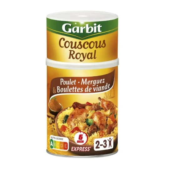 Plat cuisiné couscous royal poulet merguez boulettes de viande