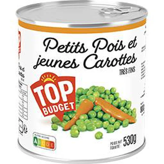 Petits pois et jeunes carottes, très fins