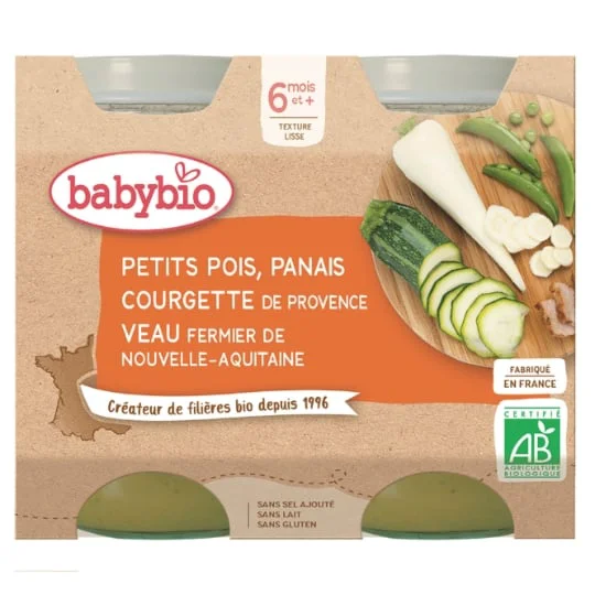Petit pot bébé dès 6 mois, petits pois panais veau