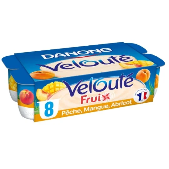 Yaourt aux fruits jaunes brassé pêche mangue abricot