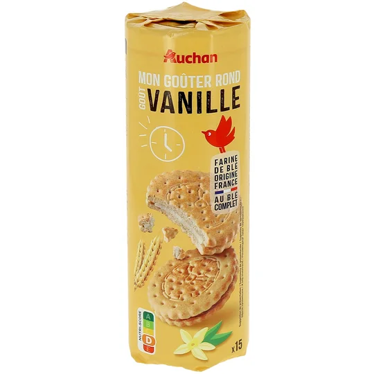 Mon goûter biscuits fourrés goût vanille au blé complet