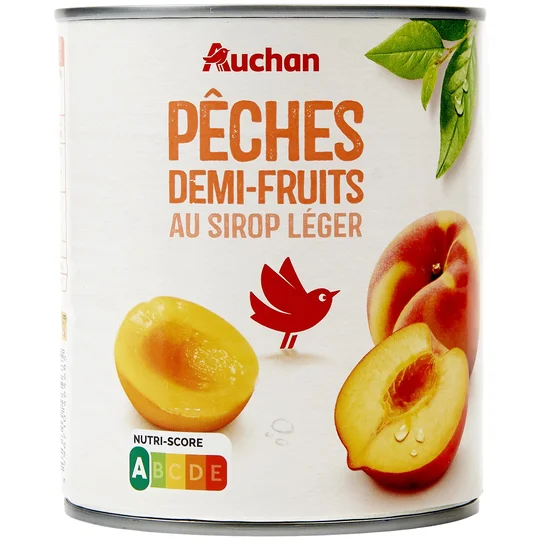 Pêches demi-fruits au sirop léger