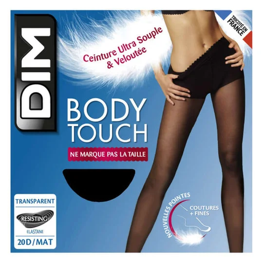 Collant Transparent Ceinture Velouté, Noir, 20D, Body Touch T2
