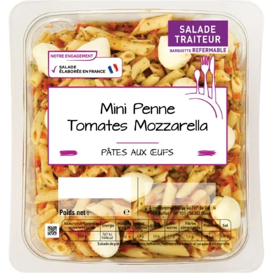 Salade de pâtes mini Penne tomates mozzarella