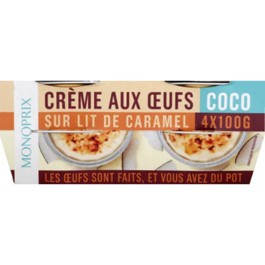 Crème aux oeufs coco sur lit de caramel