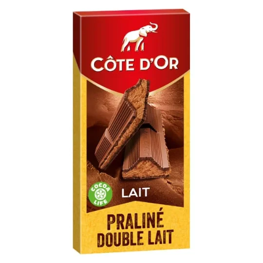 Chocolat au lait fourré praliné et double lait