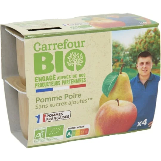 Compote bio pomme poire s/sucres ajoutés