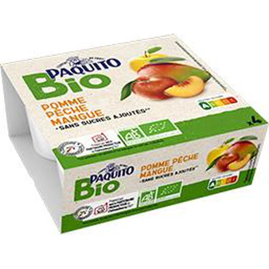 Purée de pomme pêche mangue sans suces ajoutés BIO