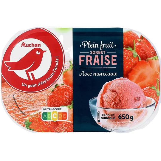 Sorbet fraise avec morceaux