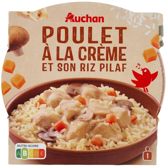 Poulet à la crème riz pilaf barquette 2 min micro ondes