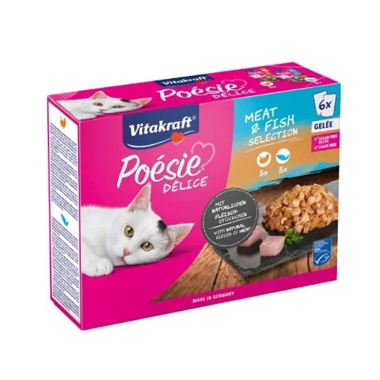 Pâtée pour chat délices gelée viande et poisson