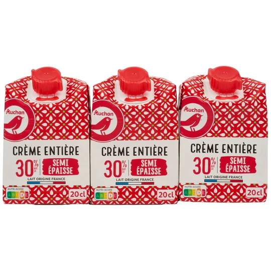 Crème semi-épaisse entière 30% MG UHT