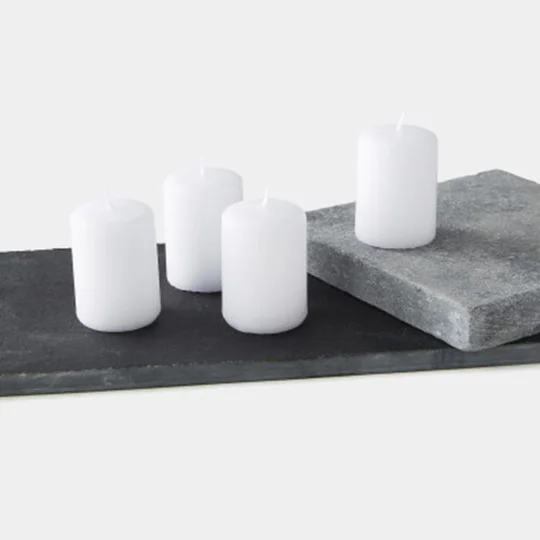 Maison 4 Bougies Non Parfumées, 4,0X5,6Cm, Tête Plate, Blanc