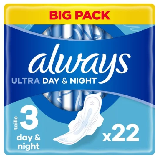 Serviette Hygiénique Avec Ailettes Day & Night Taille 3