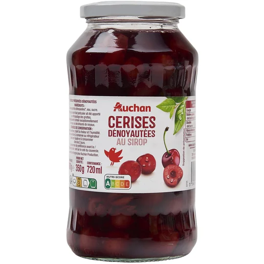 Cerise dénoyautées au sirop en bocal