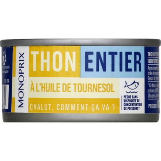 Thon entier à l'huile de tournesol