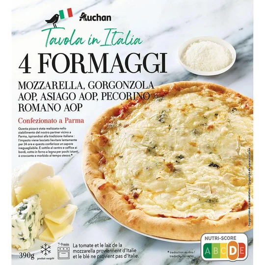 Pizza 4 fromaggi cuite au feu de bois