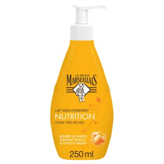 Lait Hydratant parfum Beurre de karité, Amande douce & Huile d'argan pour peaux très sèches