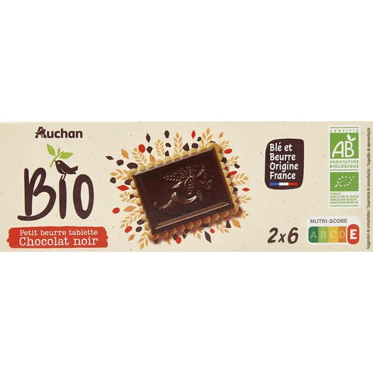 Biscuits petit beurre avec tablette de chocolat noir