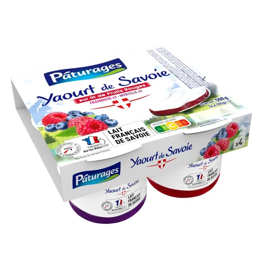 Yaourt de Savoie sur lit de fruits rouges (framboise et myrtille)