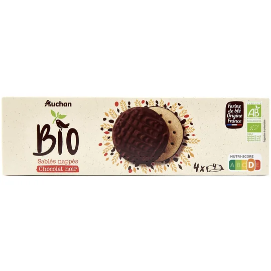 Biscuits nappés de chocolat noir sachets fraîcheur
